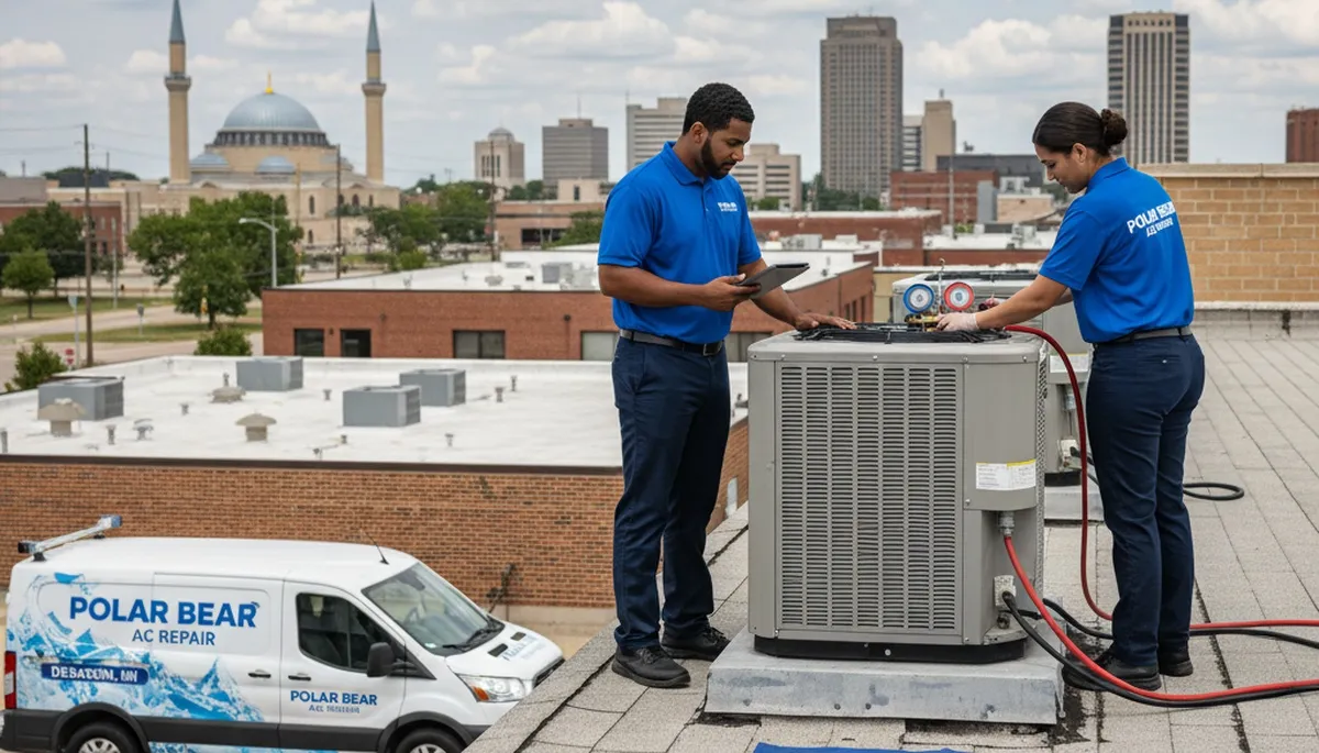 Professional AC repair service technician working in Detroit MI for acrepairdetroit.com